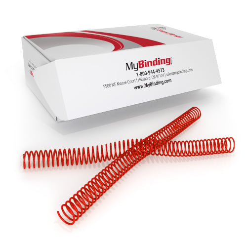 18mm Red 4:1 Pitch Spiral Binding Coil - 100pk