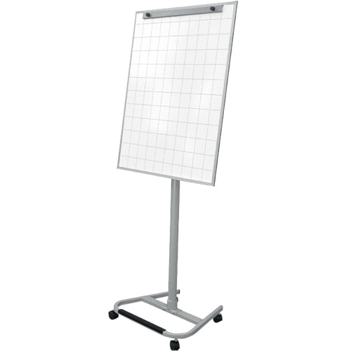 72" x 27" Silver Gridline Magnetic Whiteboard Rolling Easel - 19111