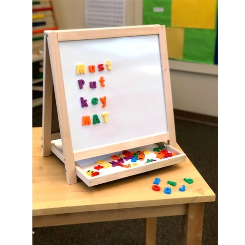 Two-Sided Magnetic Dry-Erase Table Top Easel with Wood Frame - 19306
