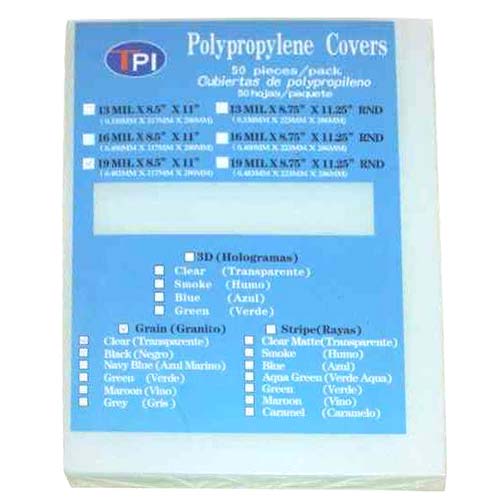19mil Clear Leather Grain Poly Covers - 8.5" x 11"