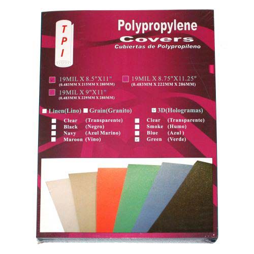 19mil Holographic 3D Green 8.5" x 11" Covers (50pk)