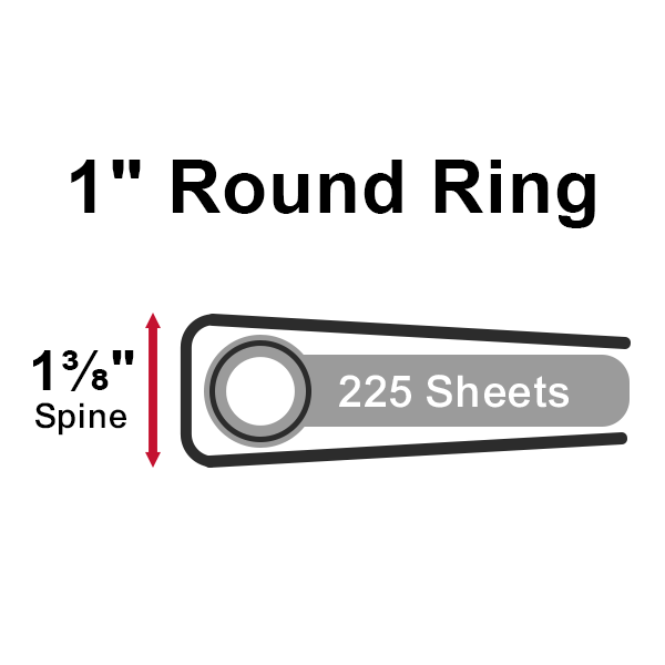 1" Yellow 35 Gauge 5.5" x 8.5" Poly Round 3-Ring Binders - 100pk