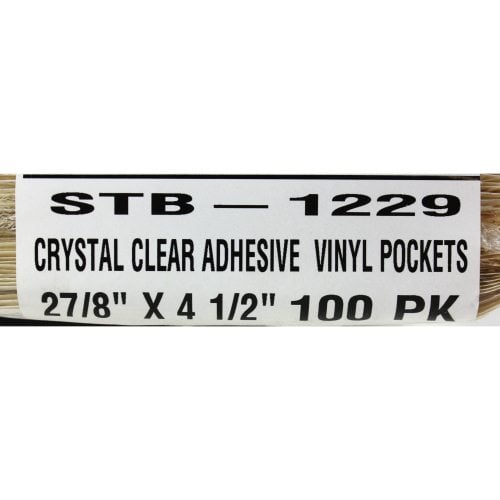 2-7/8" x 4-1/2" Crystal Clear Adhesive Vinyl Pockets 100pk