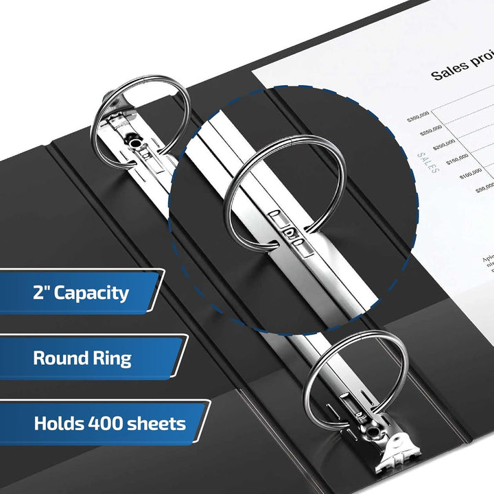 Easyview 2" Black Premium Round Ring View Binder - 6pk
