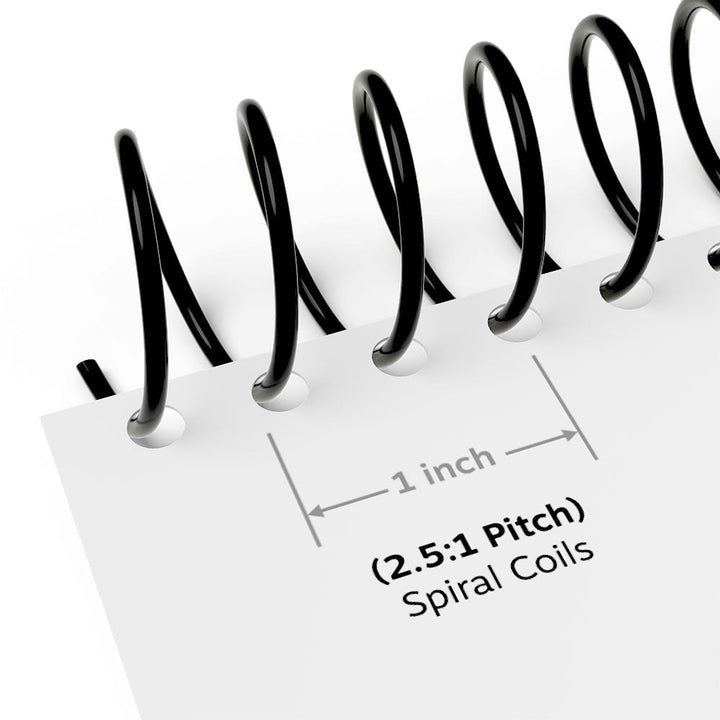 Black 38mm (1-1/2") 2.5:1  Pitch Spiral Plastic Coil (12" Long) - 100pk