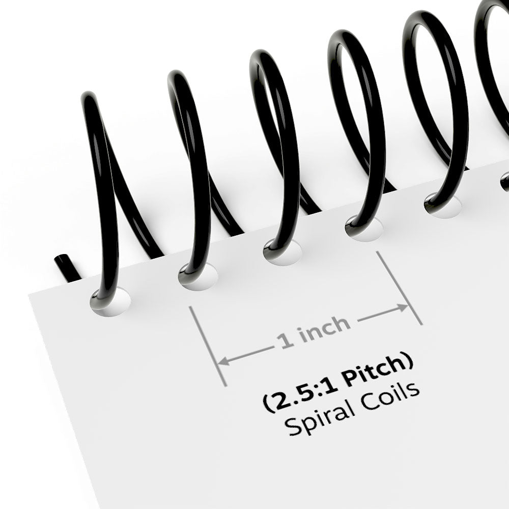 Black 40mm (1-5/8") 2.5:1  Pitch Spiral Plastic Coil (12" Long) - 50pk