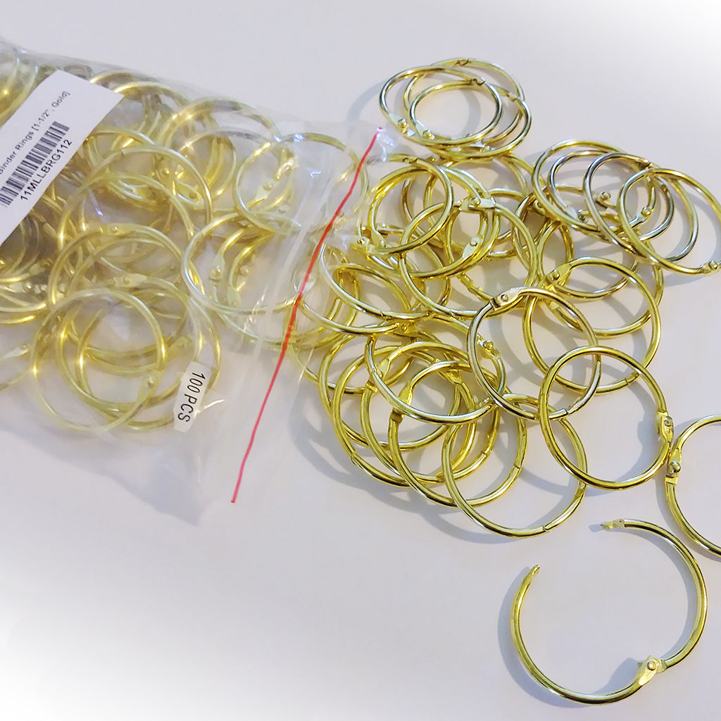 1 ½" Gold Metal Loose Leaf Binding Rings (100/Pk)