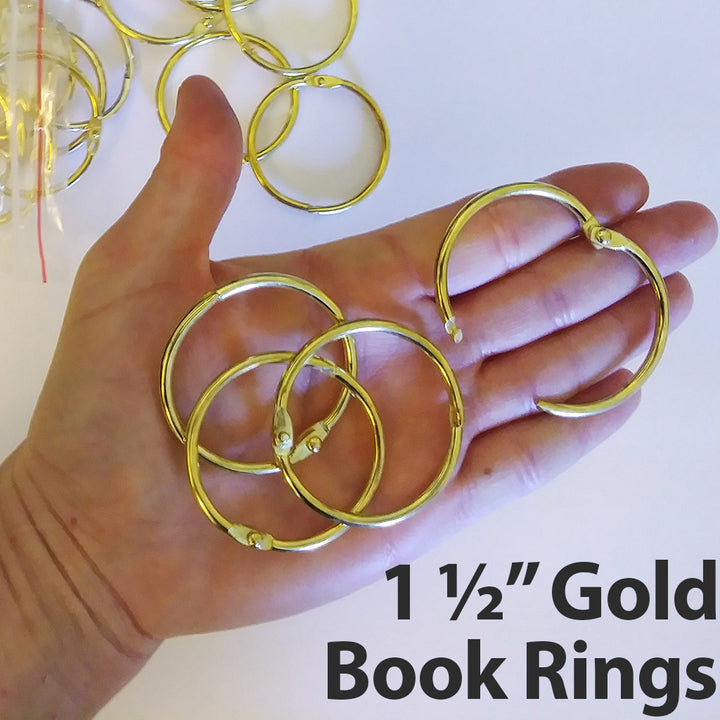 1 ½" Gold Metal Loose Leaf Binding Rings (100/Pk)