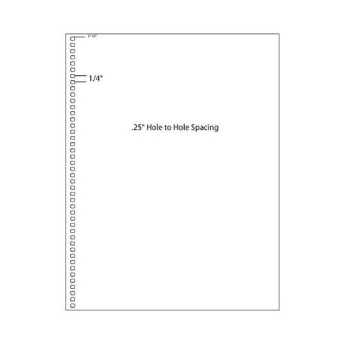 20lb Pre Punched 4:1 44-Hole Oval Punch .2475 Pitch 8.5" X 11" Paper - Case