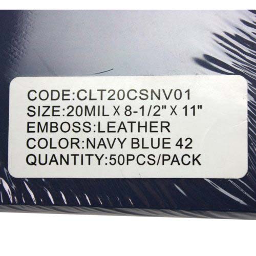 20mil Navy Leather Grain Poly 8.5" x 11" Covers (50pk)