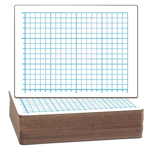 9" x 12" Quadrant Grid/Plain Two-Sided Dry Erase Lap Boards - 24pk
