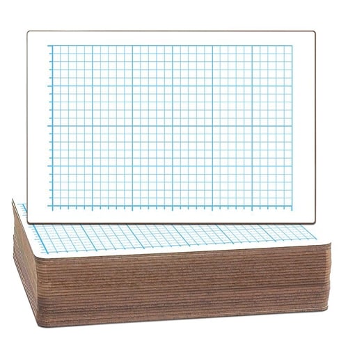 12" x 18" Quadrant Grid/Plain Two-Sided Dry Erase Lap Boards - 24pk