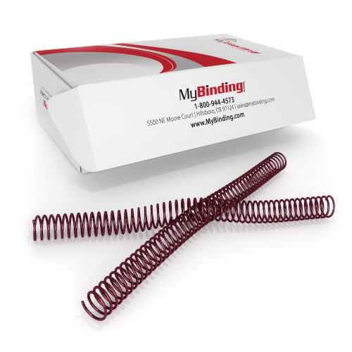 22mm Burgundy 4:1 Pitch Spiral Binding Coil - 100pk