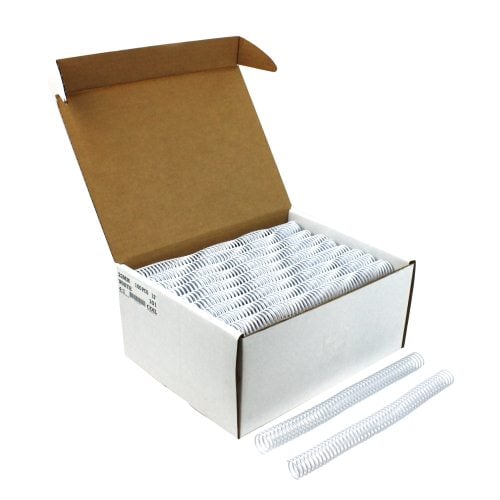 22mm White 4:1 Pitch Spiral Binding Coil - 100pk