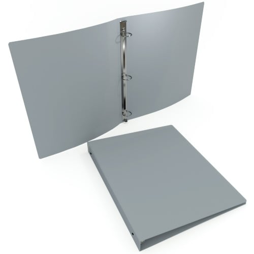 23 Gauge Gray 11" x 8.5" Poly Round 3-Ring Binders - 100pk