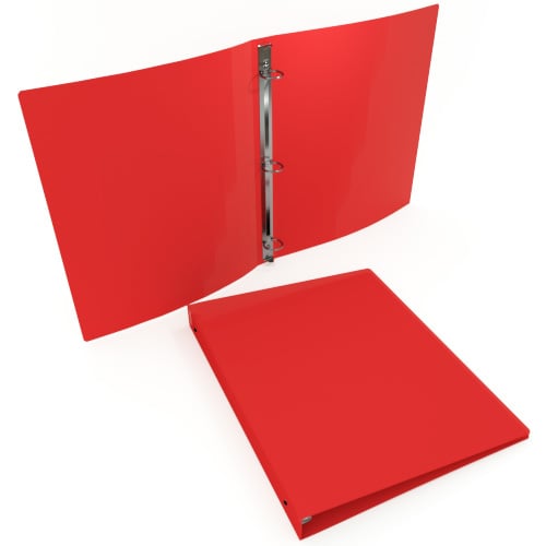 1/2" Red 23 Gauge 5.5" x 8.5" Poly Round 3-Ring Binders - 100pk