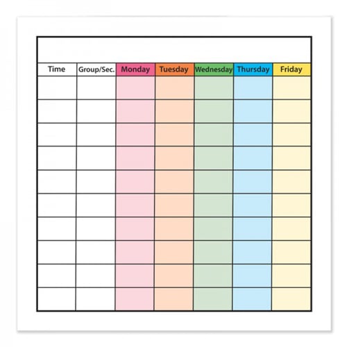 24" x 24" Class Schedule Chart Dry-Erase Static Cling Film - 3pk