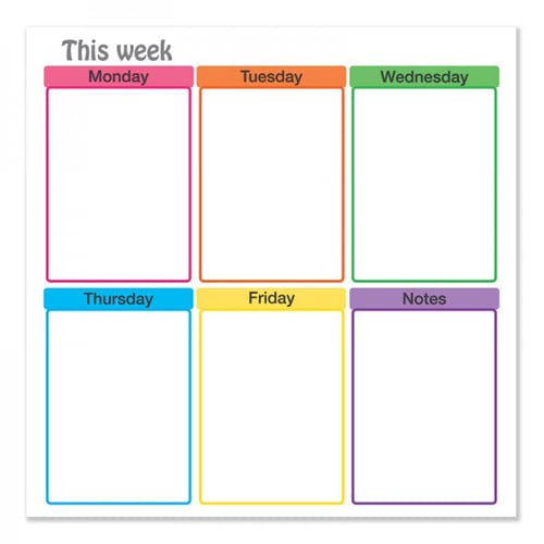 24" x 24" Weekdays Schedule Chart Dry-Erase Static Cling Film - 3pk