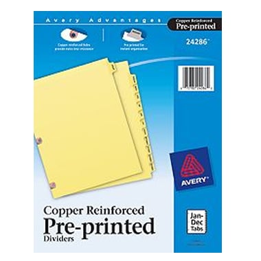 Avery Jan-Dec tab Preprinted Laminated Tab Dividers - 24286