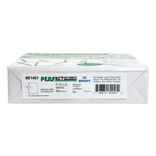 24lb Vertical 8.5" X 11" Perforated Paper 1/2" from left - 2500 sheets