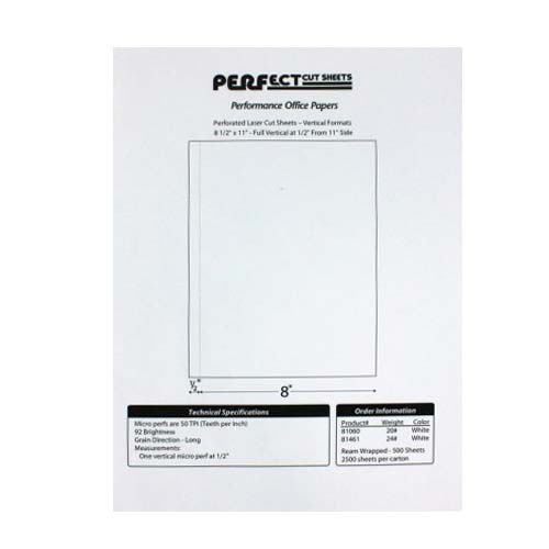 24lb Vertical 8.5" X 11" Perforated Paper 1/2" from left - 2500 sheets