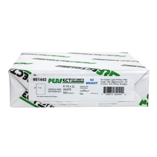 24lb Vertical 8.5" X 11" Perforated Paper 5/8" from left - 2500 sheets