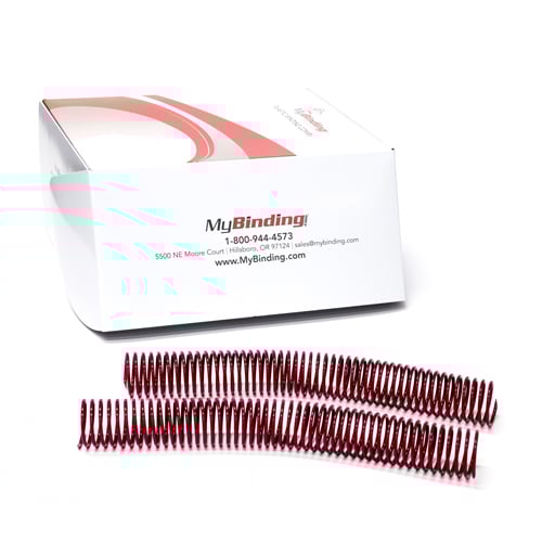 28mm Burgundy 4:1 Pitch Spiral Binding Coil - 100pk