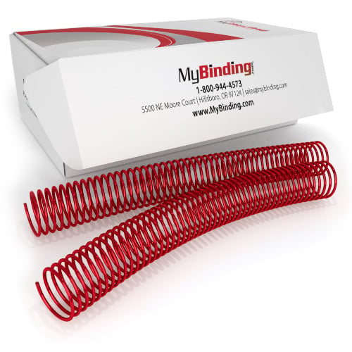 28mm Red 4:1 Pitch Spiral Binding Coil - 100pk