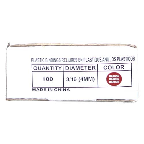 3/16" Maroon Plastic Binding Combs - 100pk