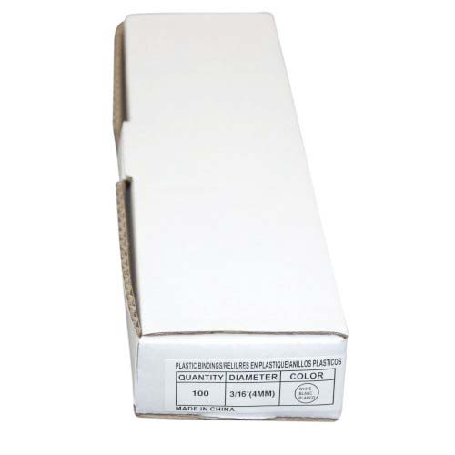 3/16" White Plastic Binding Combs - 100pk
