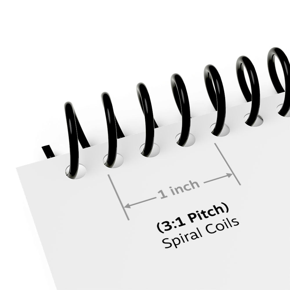 Black 50mm 3:1 Pitch Spiral Binding Coil (12" Long) - 50/Box