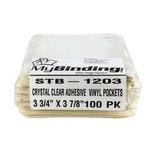 3-3/4" x 3-7/8" Crystal Clear Adhesive Vinyl Pockets 100pk