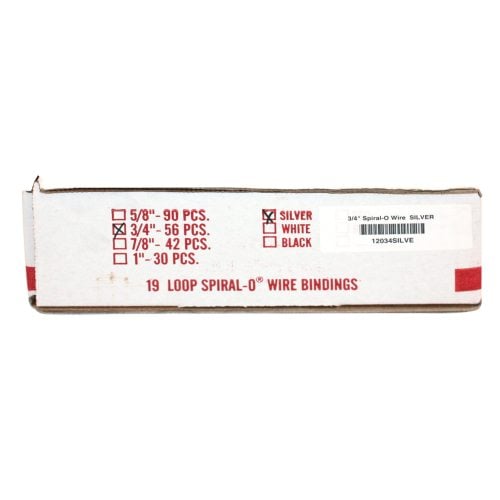 3/4" Silver Spiral-O 19 Loop Wire Binding Combs - 100pk