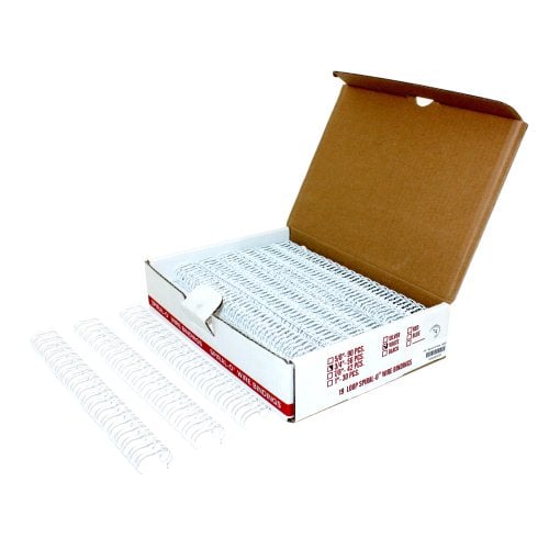 3/4" White Spiral-O 19 Loop Wire Binding Combs - 100pk