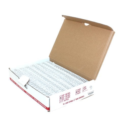 3/4" White Spiral-O 19 Loop Wire Binding Combs - 100pk