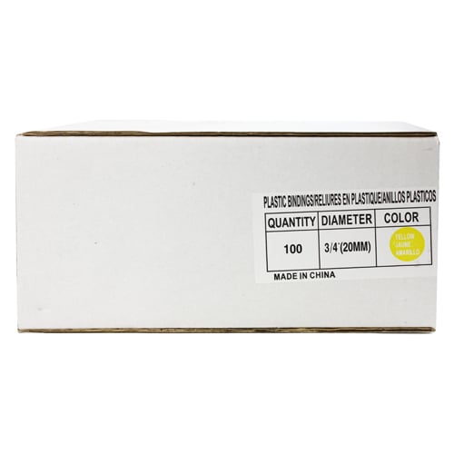 3/4" Yellow Plastic Binding Combs - 100pk