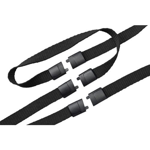3/8" Black Microweave Lanyard With 3-Breakaways and Wide Plastic No-Twist Hook - 100pk