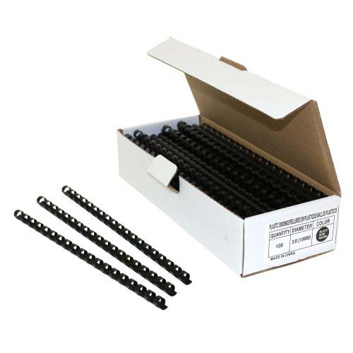 3/8" Black Plastic Binding Combs - 100pk