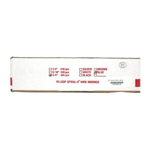 3/8" Blue Spiral-O 19 Loop Wire Binding Combs - 100pk
