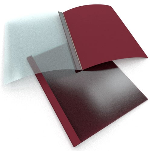 3/8" Maroon Linen Thermal Binding Utility Covers (Frosted Front) - 100pk