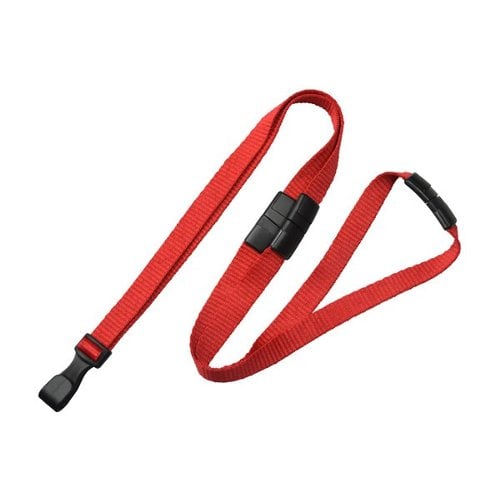 3/8" Red Microweave Lanyard With 3-Breakaways and Wide Plastic No-Twist Hook - 100pk