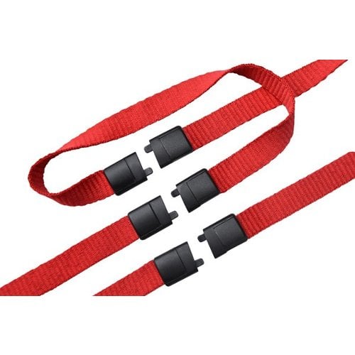 3/8" Red Microweave Lanyard With 3-Breakaways and Wide Plastic No-Twist Hook - 100pk