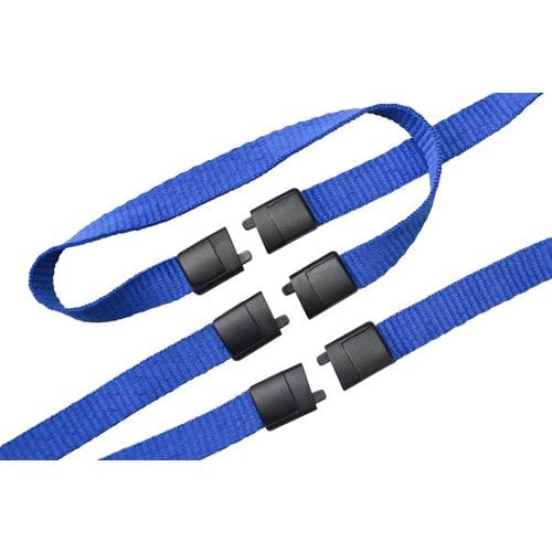 3/8" Royal Blue Microweave Lanyard With 3-Breakaways and Wide Plastic No-Twist Hook - 100pk