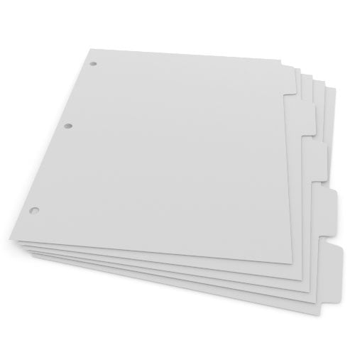 1/5th Cut 3-Hole Punched Plain Paper Straight Collated Copier Tabs (Sample Pack) - 50 Sheets