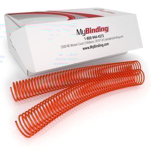 30mm College Orange 4:1 Pitch Spiral Binding Coil - 100pk