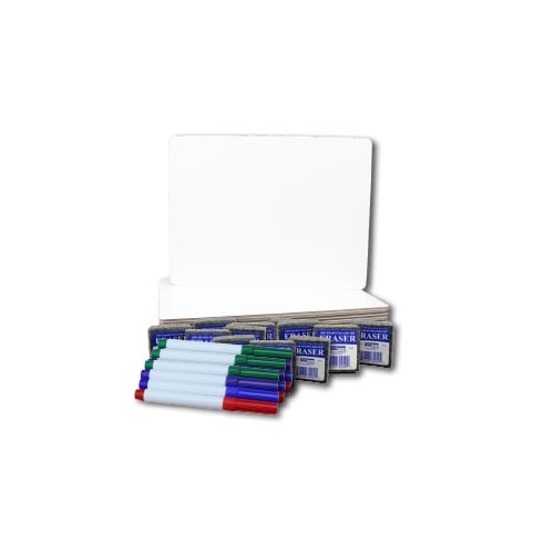 9" x 12" Magnetic Dry Erase Lap Board with Colored Pen and Eraser - Set of 12 Each