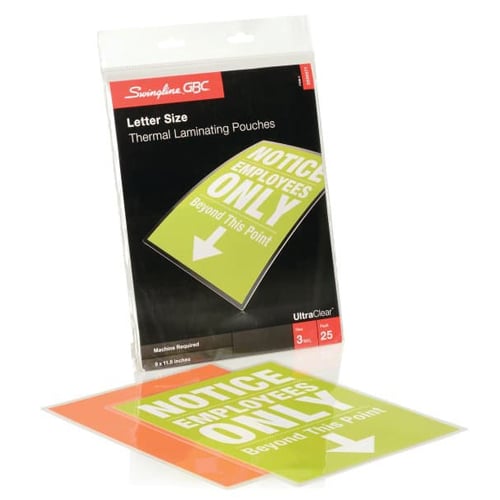 GBC Swingline 3mil UltraClear Letter Size Thermal Laminating Pouches 25pk - 3200577C