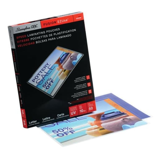 GBC Swingline EZUse 10mil Letter Size Speed Thermal Pouches 50pk - 3200599C