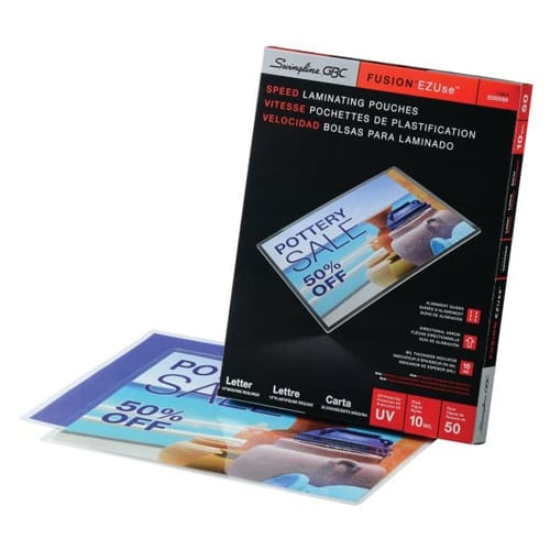 GBC Swingline EZUse 10mil Letter Size Speed Thermal Pouches 50pk - 3200599C