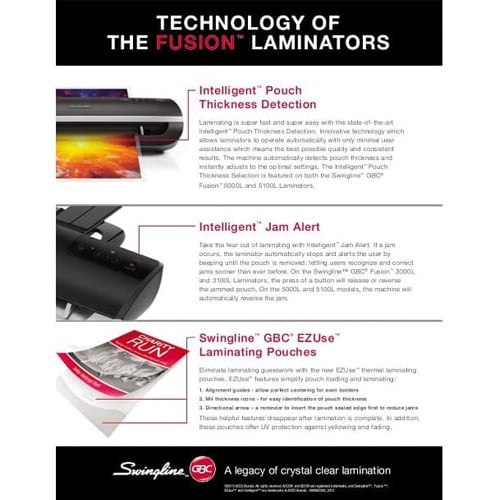 GBC Swingline EZUse 10mil Letter Size Speed Thermal Pouches 50pk - 3200599C